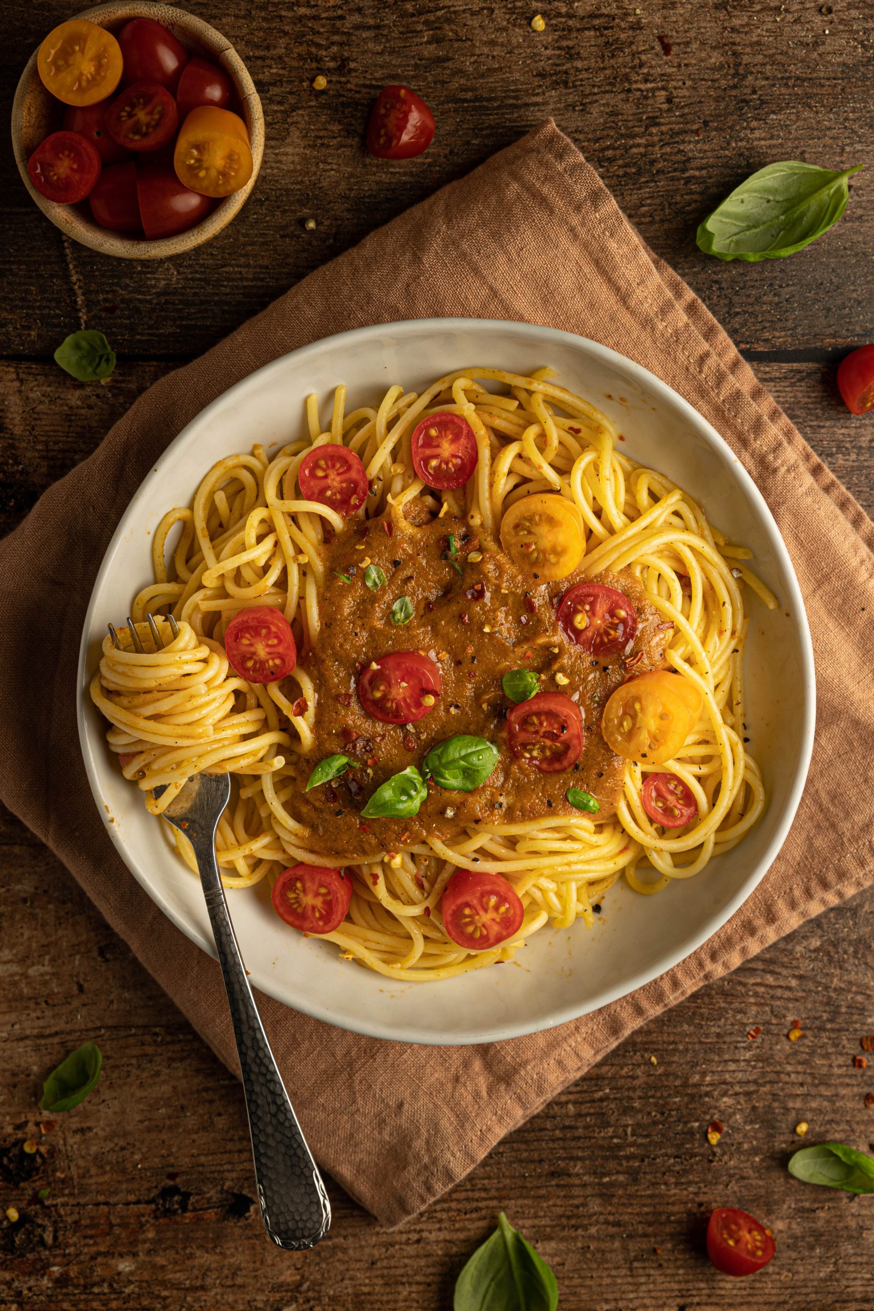Spaghetti met veel groenten