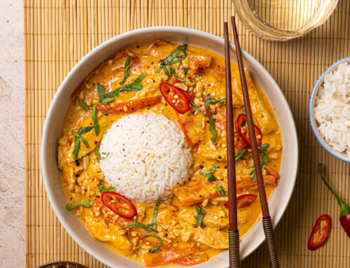 Panang curry met kip en rijst