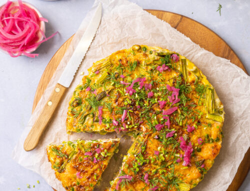 Frittata met gerookte zalm en groene asperges